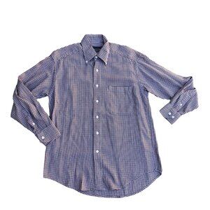 JOHNSTON & MURPHY Button Down Shirt SMALL Mens Houndstooth Long Sleeve Collared​